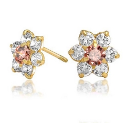 Landou Jewelry 925 Sterling Silver Cubic Zirconia Flower Stud Earrings