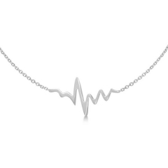 Plain Jewelry 925 Sterling Silver High Polish Allurez Heartbeat Link Bracelet
