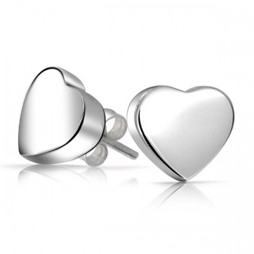 Landou Jewelry High Polish 925 Sterling Silver Classic Solid Heart Stud Earrings