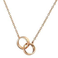 Fine Jewelry Sterling Silver Rose Gold Plated Interlocking Circle Necklace