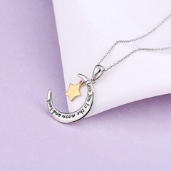 I Love You to the Moon and Back Silver Five Stars Women Pendant Necklace