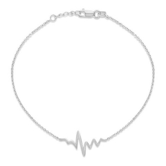 Plain Jewelry 925 Sterling Silver High Polish Allurez Heartbeat Link Bracelet