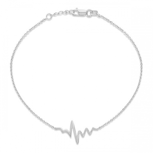 Plain Jewelry 925 Sterling Silver High Polish Allurez Heartbeat Link Bracelet