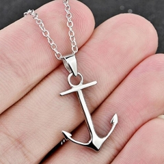 Plain Jewelry 925 Sterling Silver High Polish Anchor Pendant Women Necklace