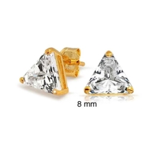 925 Sterling Silver Basket Set Trillion Cut Cubic Zirconia Triangle Stud Earrings