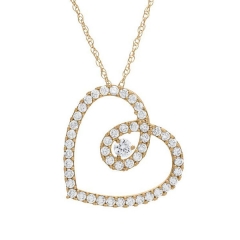Landou Jewelry 925 Sterling Silver 14K Gold Plated CZ Heart Pendant Necklace