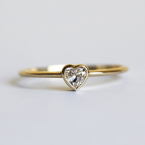 14K Yellow Gold Hot Sale 925 Sterling Silver Heart CZ Stackable Rings
