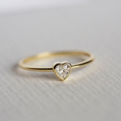 14K Yellow Gold Hot Sale 925 Sterling Silver Heart CZ Stackable Rings