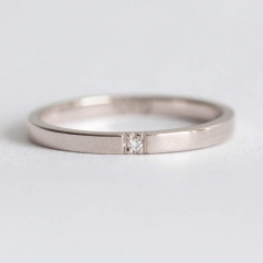 Simple Design Rose Gold 925 Sterling Silver Single CZ Thin Women Ring