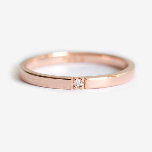 Simple Design Rose Gold 925 Sterling Silver Single CZ Thin Women Ring