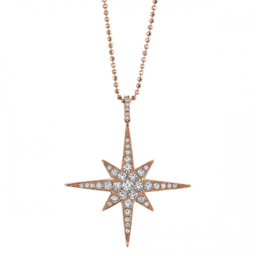 Custom Design Rose Gold Pave-set CZ Women Starburst Necklace