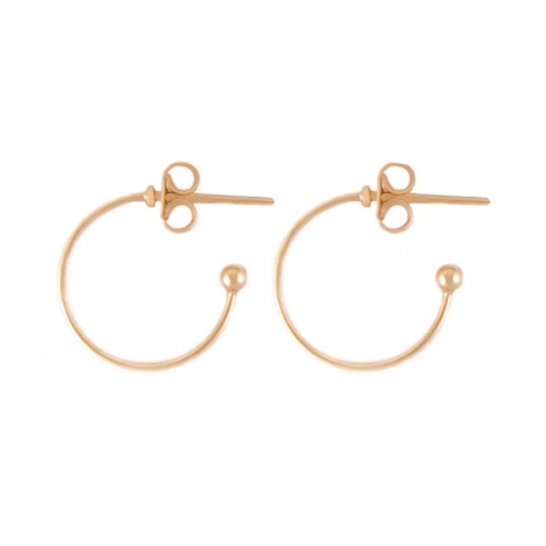 Simple Design Rose Gold Circle Hoop Earrings 925 Sterling Silver