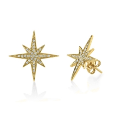 Fashion Jewelry Gold Plated 925 Silver Starburst Stud Earrings with Best Price