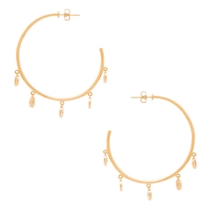 Sterling Silver Dangle Charms Hoop Earrings Rose Gold Plated