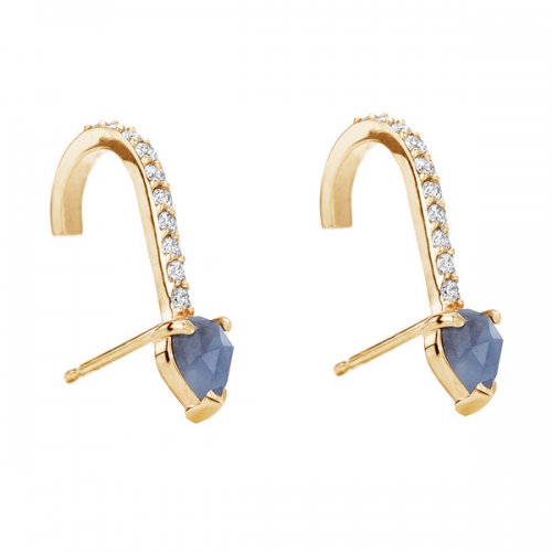 Landou Jewelry 925 Silver Building Blocks Sapphire Suspender Earring