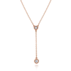 Latest Design Rose Gold Plated 925 Silver Two CZ by the Yard Necklace