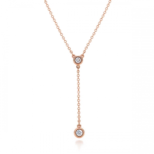 Latest Design Rose Gold Plated 925 Silver Two CZ by the Yard Necklace