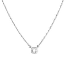Sterling Silver Micro Pave Cubic Zirconia Small Square Necklace