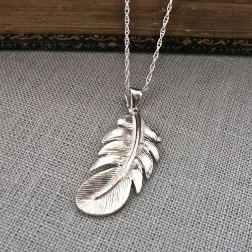 Landou Jewelry Sterling Silver High Polish 14K Gold Personlised Feather Necklace