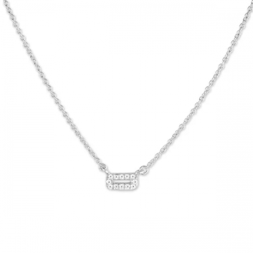 Simple Design Sterling Silver Micro Pave CZ Small Rectangle Necklace for Girls