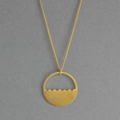 Silver Plain 14K Matt Gold Finished Scalloped Semi Circle Necklace