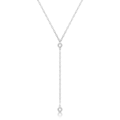Sterling Silver Gold Over Cubic Zirconia Round Circle Y Women Necklace