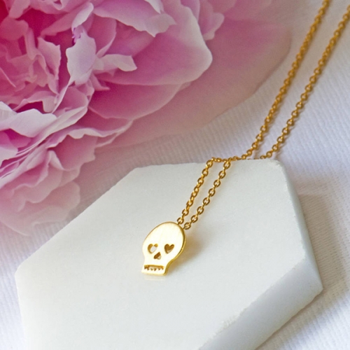 Landou Jewelry 14K Gold Over Cinco De Mayo Petite Skull Necklace