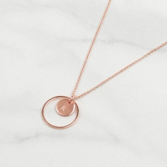 Sterling Silver Tiny Disc and Circle Pendant Necklace Gift for Her