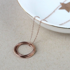 Landou Jewelry High Polish Rose Gold Three Circle Fill Nest Necklace