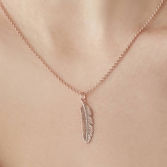 Germany Jewelry Fashion Sterling Silver High Polish Leaf Pendant Necklace