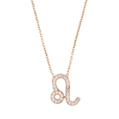 Fashion Jewelry Rose Gold Micropave CZ 12 Star Signs Zodiac Necklace