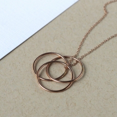 Landou Jewelry High Polish Rose Gold Three Circle Fill Nest Necklace