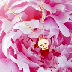 Landou Jewelry 14K Gold Over Cinco De Mayo Petite Skull Necklace