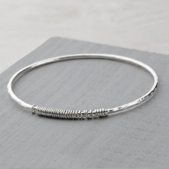 Landou Jewelry Sterling Silver 30th Tiny Ring Birthday Bangle for Gift