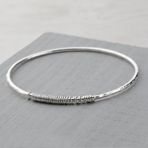 Landou Jewelry Sterling Silver 30th Tiny Ring Birthday Bangle for Gift