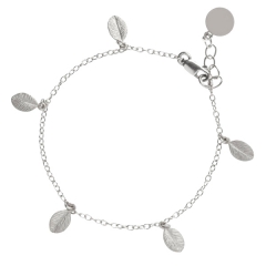 Friendship Sterling Silver 13 Leaves in the Forest Multi Charms Bracelet