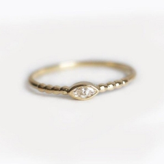 Simple Sterling Silver Marquise Ring, Sideways Cubic Zirconia Dainty Ring
