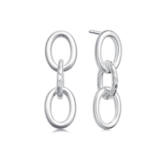 Fashion Jewelry 925 Sterling Silver Thick Chain Link Earrings