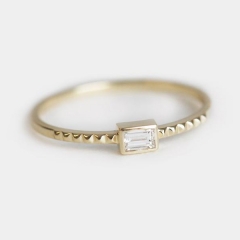 925 Sterling Silver 14K Gold Over Delicate Engagement Band Ring