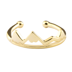 New Fashion 14K Gold Over High Polish Low Mountain Ring Adjustable Size