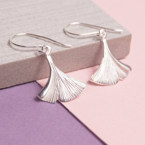 Landou Jewelry Sterling Silver Ginko Leaf Earrings for Women Dangling