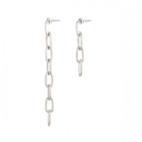 Latest Design 925 Sterling Silver Thick Chain Stud Earrings for Women Dangle