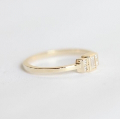 Fancy Jewelry Baguette Cut Cubic Zirconia Simple Ring in 925 Sterling Silver