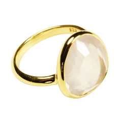 New Fashion 14K Gold Over High Polish Rose Gold Quartz Gemstone Ring