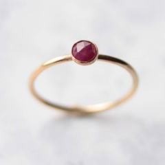 Dainty Design Rose Gold Sterling Silver Solitaire Ruby Gemstone Mini Finger Ring