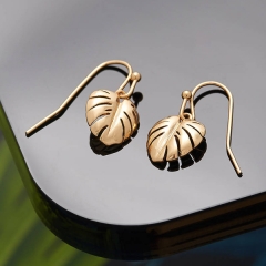 Trendy Design Sterling Silver High Polish Palm-leaff Drop Earrings Italian