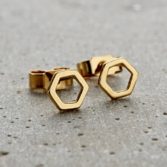 Landou Jewelry Sterling Silver Rose Gold Fine Hexagon Stud Earrings
