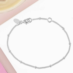 Landou Jewelry Sterling Silver Bead Chain Bracelet