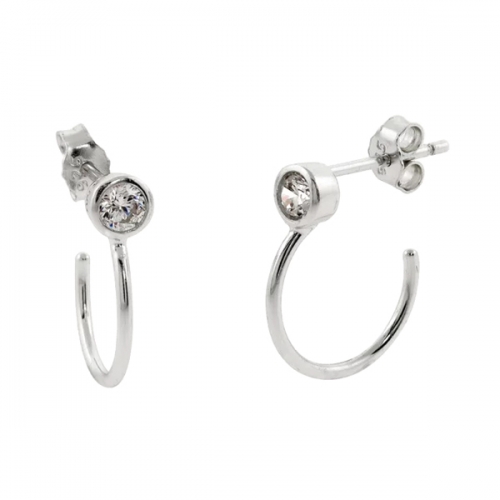 Landou Jewelry Sterling Silver Cubic Zirconia Solitaire Mini Hook Stud Earrings for Girls