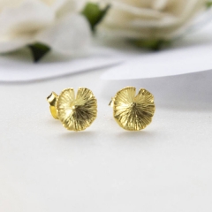 Plain Jewelry Sterling Silver Rose Gold Mini Lily Pad Stud Earrings for Girls